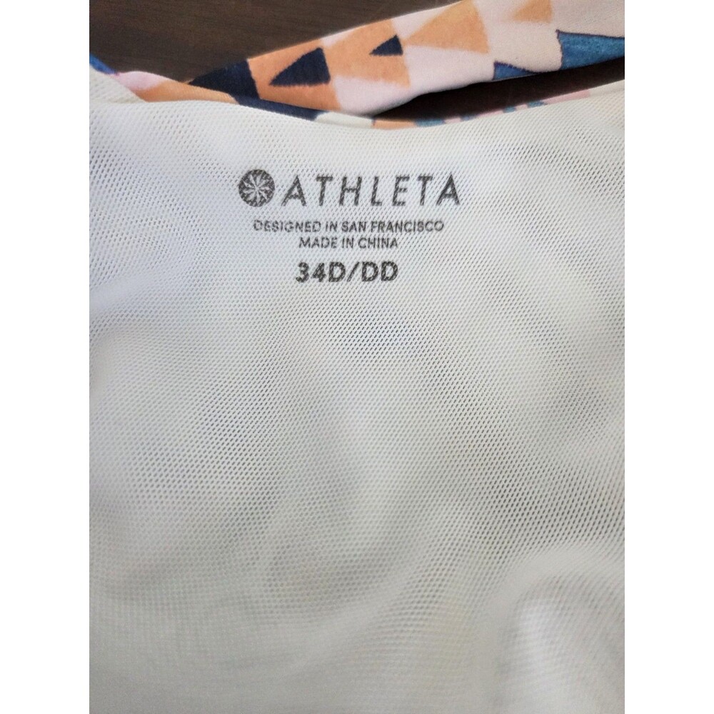 Athleta 34D/DD Geometric High Neck Bikini Swim Top Multicolor Open Back - Picture 5 of 5